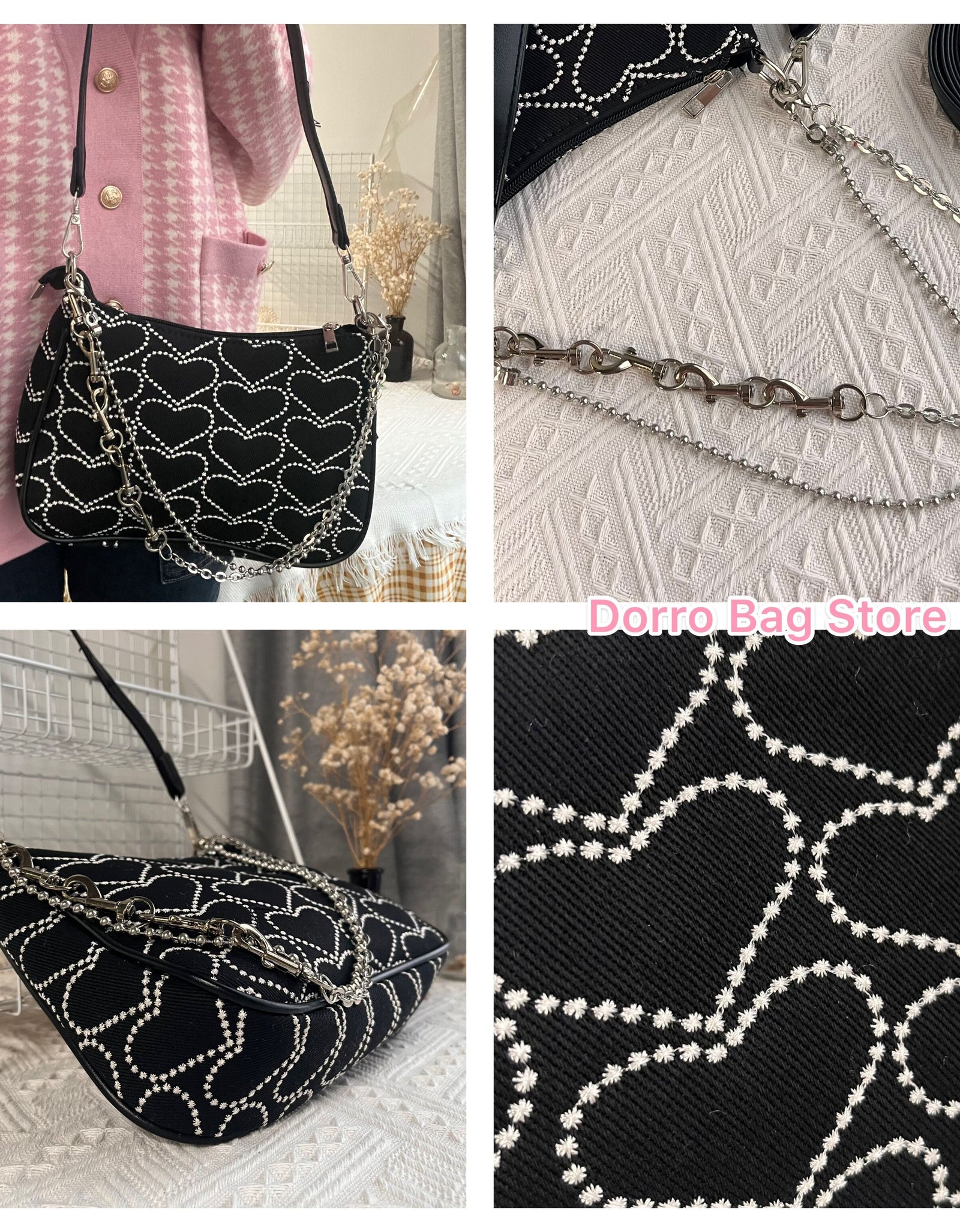 Heart Pattern Shoulder Bag